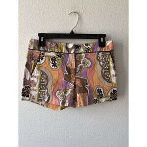 Trina Turk Delano Shorts Women's 4 Colorful Geometric Floral 70's Boho Retro